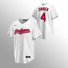 Men's Cleveland Indians Bradley Zimmer #4 White Replica Home Jersey