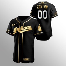 Men's Cleveland Indians Custom Golden Edition Black Authentic Jersey