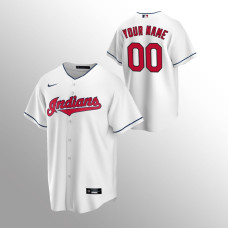 Men's Cleveland Indians Custom #00 White Replica Home Jersey
