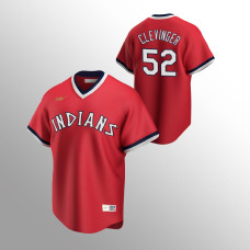 Men's Cleveland Indians #52 Mike Clevinger Red Road Cooperstown Collection Jersey