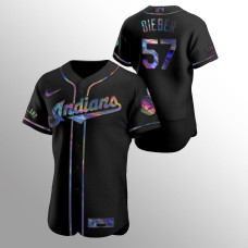 Shane Bieber Cleveland Indians Black Authentic Iridescent Holographic Jersey