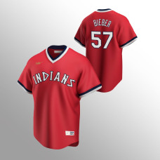 Shane Bieber Cleveland Indians Red Cooperstown Collection Road Jersey