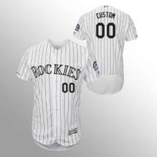 Men's Colorado Rockies #00 White Custom MLB 150th Anniversary Patch Flex Base Authentic Collection Home Jersey