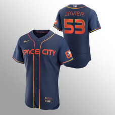 Houston Astros Cristian Javier Navy #53 2022 City Connect Authentic Jersey