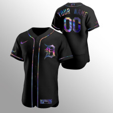 Custom Detroit Tigers Black Authentic Iridescent Holographic Jersey