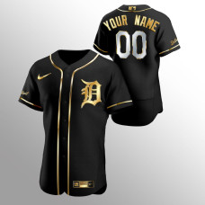 Men's Detroit Tigers Custom Golden Edition Black Authentic Jersey