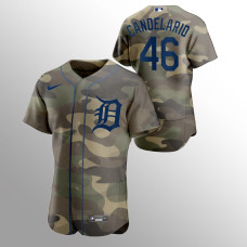 Men's Detroit Tigers Jeimer Candelario #46 Camo 2021 Armed Forces Day Authentic Jersey