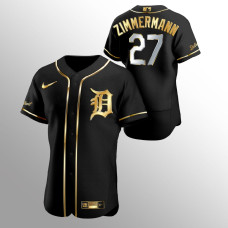 Men's Detroit Tigers Jordan Zimmermann Golden Edition Black Authentic Jersey