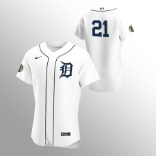 Men's Detroit Tigers #21 White Authentic Roberto Clemente Day Jersey