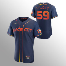 Houston Astros Framber Valdez Navy #59 2022 City Connect Authentic Jersey