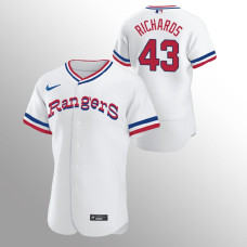 Texas Rangers Garrett Richards White #43 1972 Throwback Home Authentic Jersey