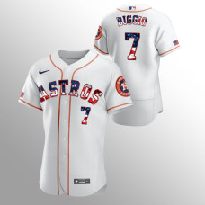Men's Houston Astros #7 Craig Biggio 2020 Stars & Stripes 4th of July White Jersey