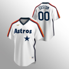 Men's Houston Astros #00 Custom White Home Cooperstown Collection Jersey