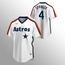 Men's Houston Astros #4 George Springer White Home Cooperstown Collection Jersey