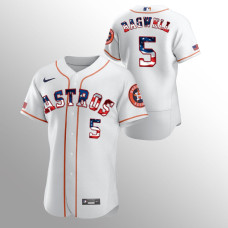 Men's Houston Astros #5 Jeff Bagwell 2020 Stars & Stripes 4th of July White Jersey