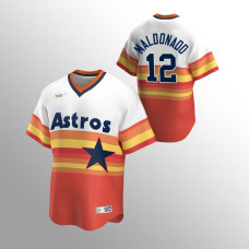 Men's Houston Astros #12 Martin Maldonado White Orange Home Cooperstown Collection Jersey