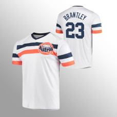 Men's Houston Astros Michael Brantley #23 White Cooperstown Collection V-Neck Jersey