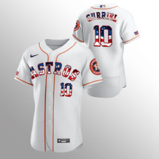 Men's Houston Astros #10 Yuli Gurriel 2020 Stars & Stripes 4th of July White Jersey