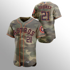 Men's Houston Astros Zack Greinke #21 Camo 2021 Armed Forces Day Authentic Jersey