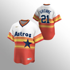 Men's Houston Astros #21 Zack Greinke White Orange Home Cooperstown Collection Jersey