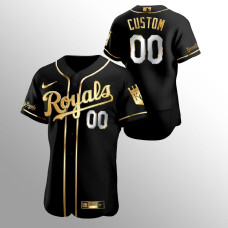 Men's Kansas City Royals Custom Golden Edition Black Authentic Jersey