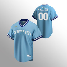Men's Kansas City Royals #00 Custom Light Blue Road Cooperstown Collection Jersey