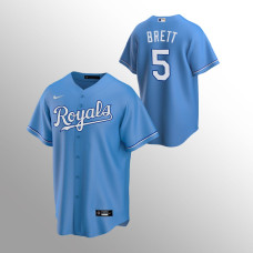 Men's Kansas City Royals George Brett #5 Light Blue Replica Alternate Jersey