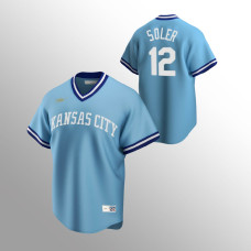 Men's Kansas City Royals #12 Jorge Soler Light Blue Road Cooperstown Collection Jersey