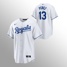 Men's Kansas City Royals Salvador Perez #13 White Replica Home Player Jersey