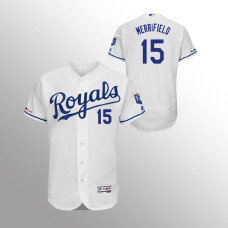 Men's Kansas City Royals #15 White Whit Merrifield MLB 150th Anniversary Patch Flex Base Majestic Home Jersey
