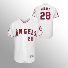 Men's Los Angeles Angels #28 White Andrew Heaney MLB 150th Anniversary Patch Flex Base Majestic Home Jersey