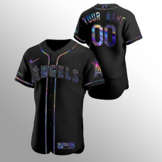 Custom Los Angeles Angels Black Authentic Holographic Golden Edition Jersey