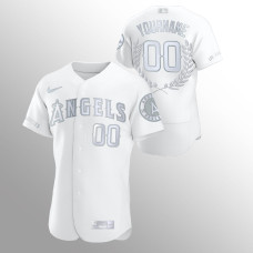 Men's Los Angeles Angels #00 Custom White Award Collection Jersey