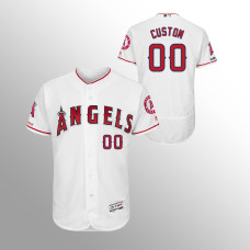 Men's Los Angeles Angels #00 White Custom MLB 150th Anniversary Patch Flex Base Majestic Home Jersey