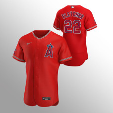 Los Angeles Angels David Fletcher Red Team Logo Authentic Alternate Jersey