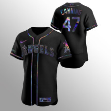 Griffin Canning Los Angeles Angels Black Authentic Iridescent Holographic Jersey