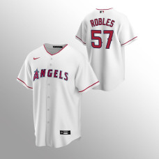 Men's Los Angeles Angels Hansel Robles #57 White Replica Home Jersey