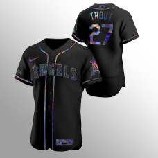 Mike Trout Los Angeles Angels Black Authentic Iridescent Holographic Jersey