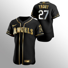 Men's Los Angeles Angels Mike Trout #27 Black 2020 Golden Edition Authentic Jersey