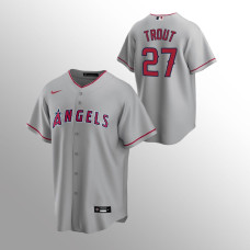 Men's Los Angeles Angels Mike Trout #27 Gray Replica Road Jersey