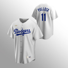 Men's Los Angeles Dodgers #11 A.J. Pollock White Home Cooperstown Collection Jersey