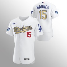 Men's Los Angeles Dodgers Austin Barnes 2021 Gold Program White Patch Authentic Jersey