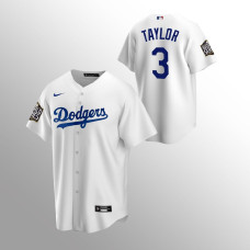 Men's Los Angeles Dodgers #3 Chris Taylor White Replica 2020 World Series Jersey