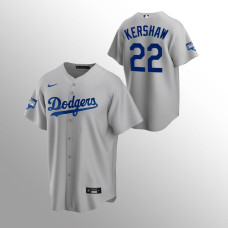 Men's Los Angeles Dodgers Clayton Kershaw 2020 World Series Champions Gray Replica Alternate Jersey