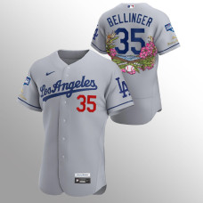 Men's Los Angeles Dodgers Cody Bellinger 2020 World Series Champions Gray Tommy Bahama Authentic Jersey