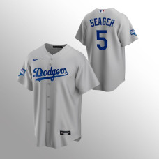 Men's Los Angeles Dodgers Corey Seager 2020 World Series Champions Gray Replica Alternate Jersey