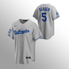 Men's Los Angeles Dodgers Corey Seager 2020 World Series Champions Gray Replica Road Jersey