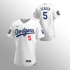 Men's Los Angeles Dodgers Corey Seager #5 White 2020 World Series Authentic Jersey