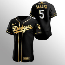 Men's Los Angeles Dodgers Corey Seager Golden Edition Black Authentic Jersey