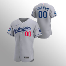 Men's Los Angeles Dodgers Custom 2020 World Series Champions Gray Authentic Road Jersey